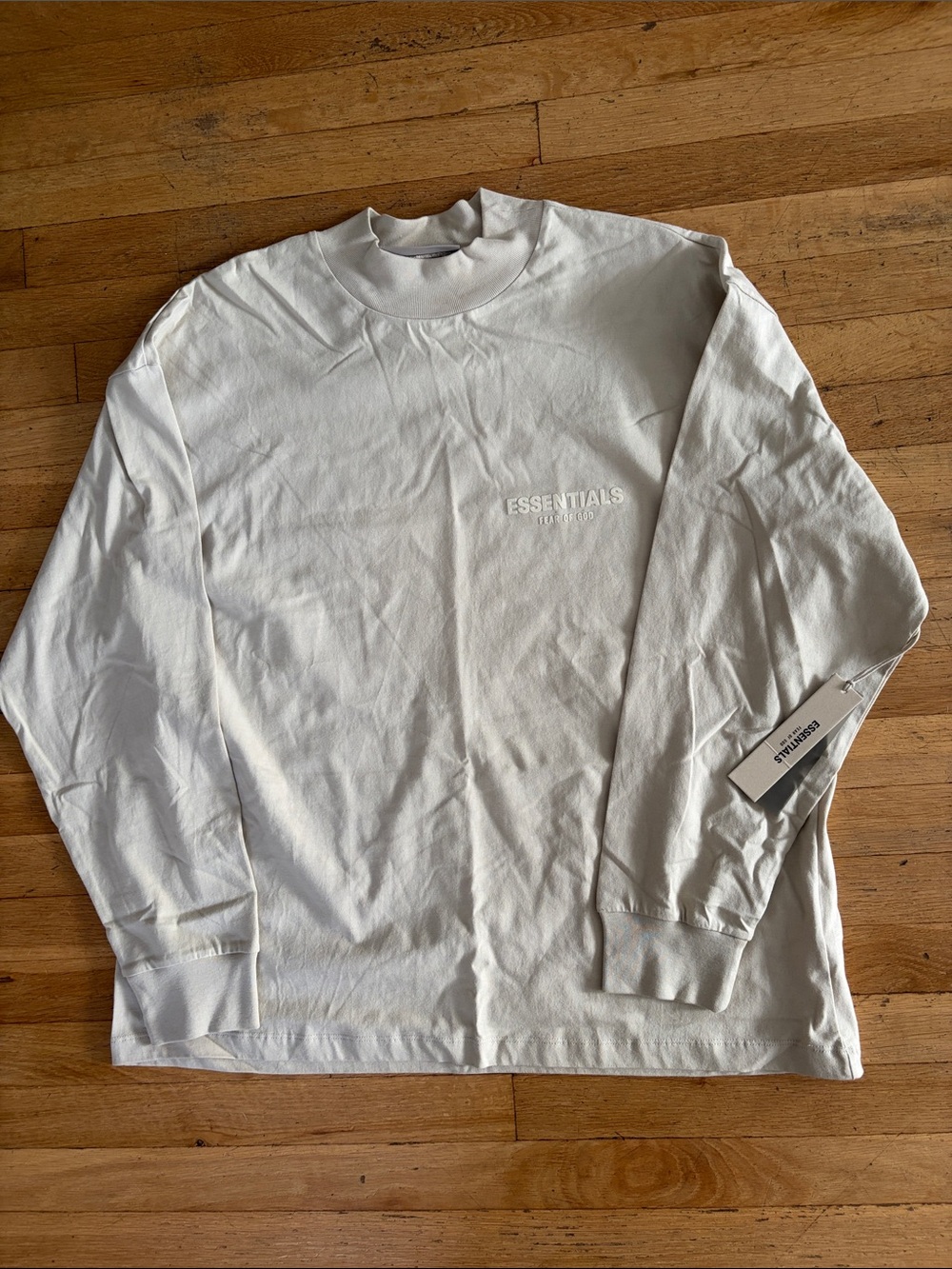 Essentials Men's Cream Long-Sleeve Logo Tee